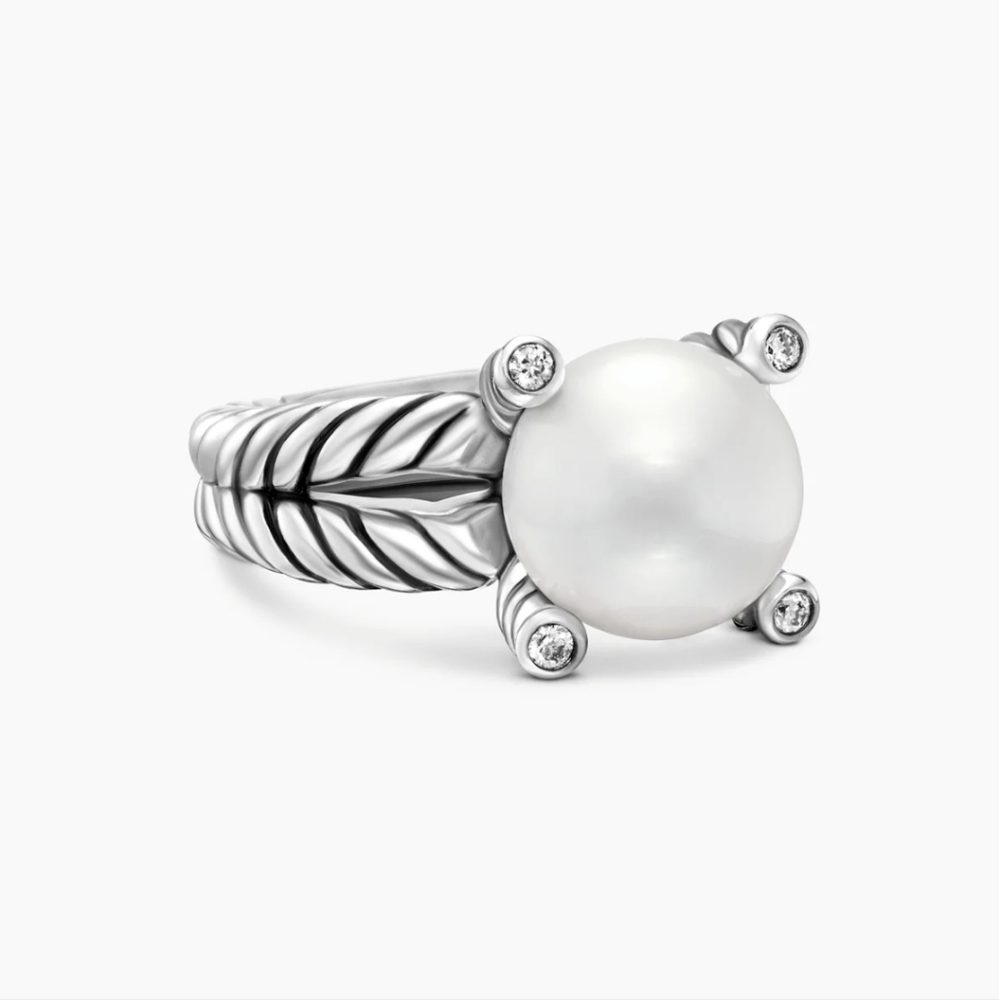 🌹Sterling Silver with Pearl and Diamonds. 8.